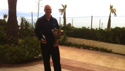 Mr. Lagerbäck infront of his new beachfront apartment